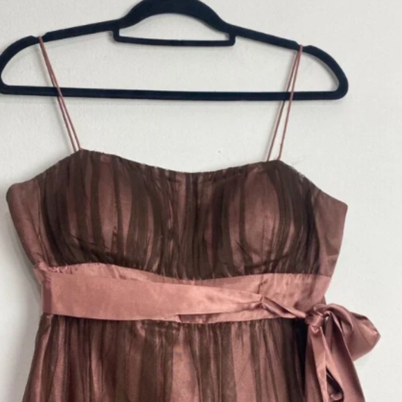 Vintage S.L. Fashions Bronze Metallic Tulle Satin Babydoll Mini Dress Fairycore - Picture 4 of 7